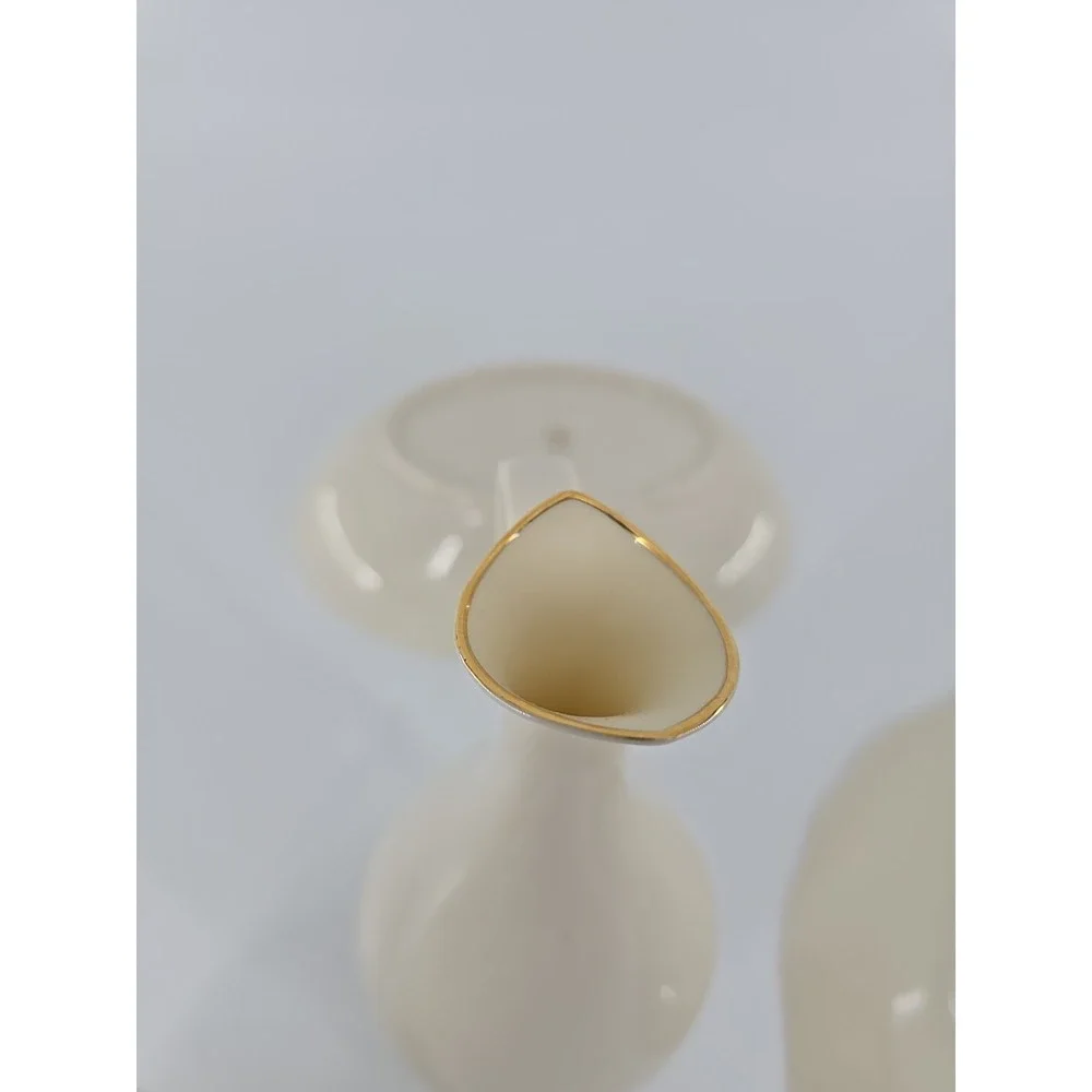 2 LENOX Sleek Creamy W/Gold Trim Pitchers In Bowl +Floral Bird Anniversary Plate